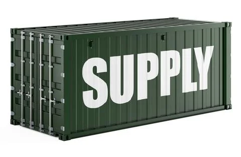 Supply, shipping container with text. 3D rendering 스톡 일러스트