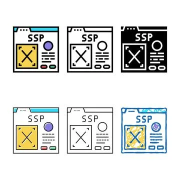 Supply-side platform color icon vector mix 库存插图