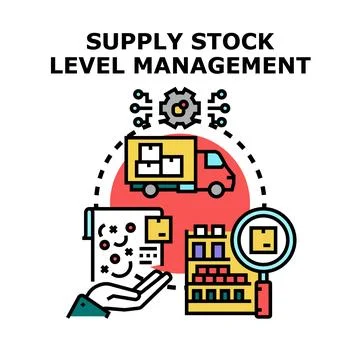 Supply stock level management process optimization Illustrazione stock