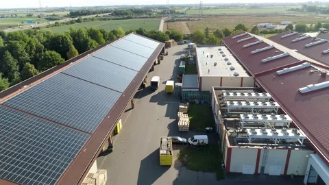 Supply warehouse with solar system Vídeo Stock 161811678