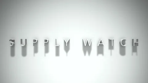 Supply watch 3D title animation white text on a white background Stock Footage 299823536