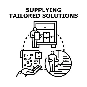 Supplying tailored solutions personalizing customer service concept drawing Stock Illustration