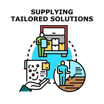 Supplying tailored solutions personalizing customer service concept drawing Stock Illustration