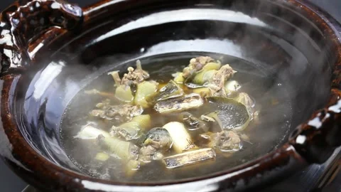 Suppon nabe, japanese softshell turtle hot pot stew Stock Footage 155217421
