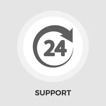Support 24 hours flat icon Stock Illustration