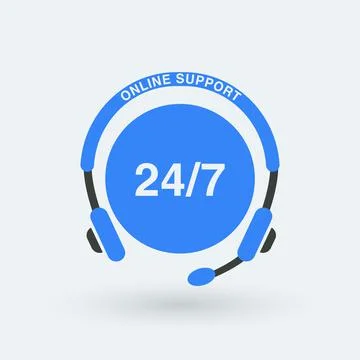 Support 24 hours flat icon isolated on white background. Support service with Stock Illustration
