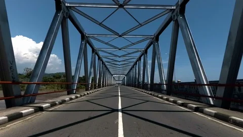 Support above the bridge, steel structure close-up Stock Footage 108920051