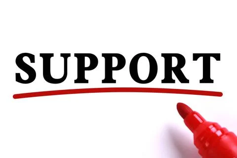 Support Abstract Support text is on white paper with red underline which i... Stock Photos