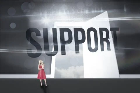 Support against door opening in dark room to show sky Stock Illustration