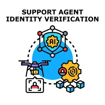 Support agent identity verification cyber security concept Stock Illustration