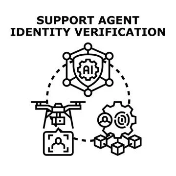 Support agent identity verification cyber security concept Stock Illustration