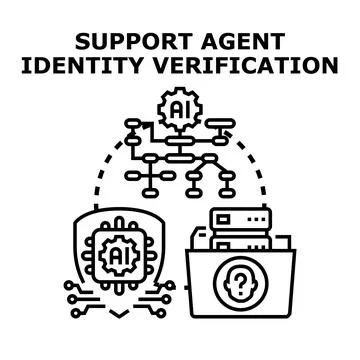Support agent identity verification using artificial intelligence Stock Illustration