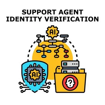Support agent identity verification using artificial intelligence Stock Illustration