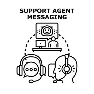 Support agent messaging and online communication concept Stock Illustration