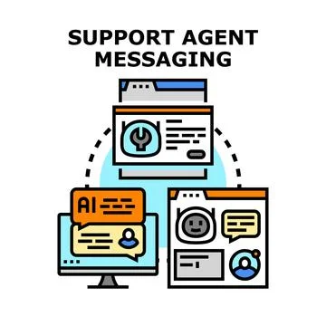 Support agent messaging customer service chat workflow Stock Illustration