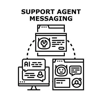 Support agent messaging customer service chat workflow Stock Illustration