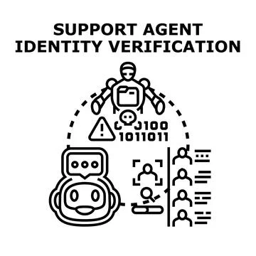 Support agent verifying customer identity performing secure access Stock Illustration
