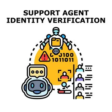 Support agent verifying customer identity performing secure access Stock Illustration