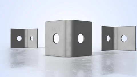 Support Angles on a Light Reflective Floor. Angle Brackets 3D Animation. 4K Vidéo 304334380