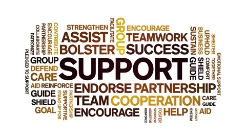 Support animated word cloud,animation text tag kinetic typography seamless loop Stock Footage 307572604