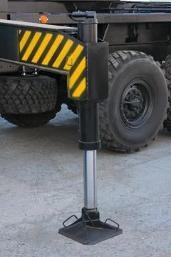 Support of the automobile elevating crane Stock Photos