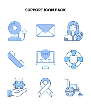 Support Blue Bundle Icons Pack Stock-Illustration