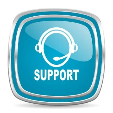 Support blue glossy icon Stock Illustration