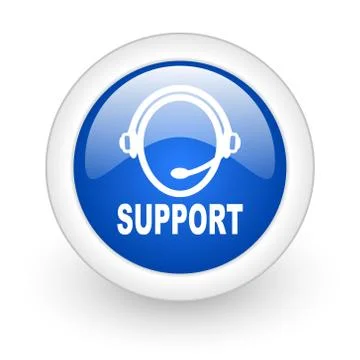 Support blue glossy icon on white background. Stock Illustration
