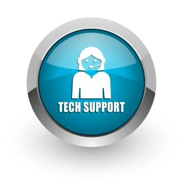 Support blue silver metallic chrome border web and mobile phone icon on white Illustrazione stock
