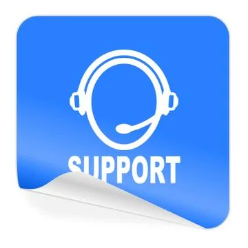 Support blue sticker icon Stock Illustration