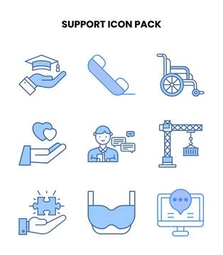 Support Blue Vector Icons Pack Stock-Illustration