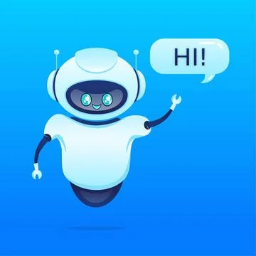 Support bot. Ai assistant. Flat icon with blue support bot on white background Stock Illustration