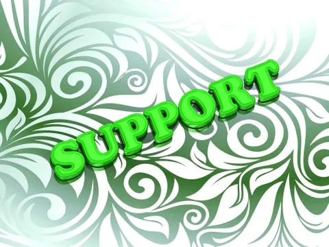 SUPPORT- bright color letters on nice green ornament background Illustration