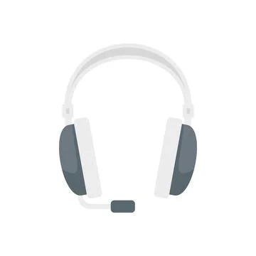 Support center headset icon flat vector. Headphone microphone イラスト素材