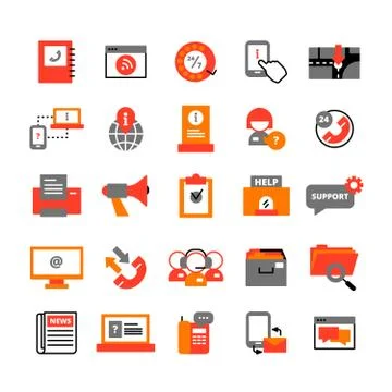 Support Center Icons Set Stock Illustration