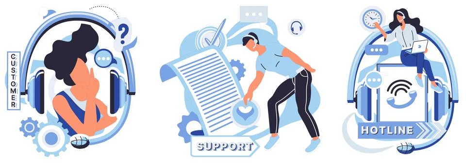 Support center. In realm technology, support center acts as guiding light Stock Illustration