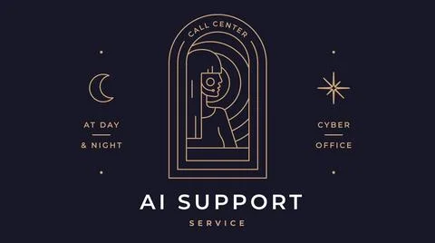 Support Center Reception Label Stock Illustration