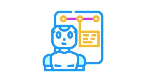 Support chat bot color icon animation Stockbeeldmateriaal 327270710