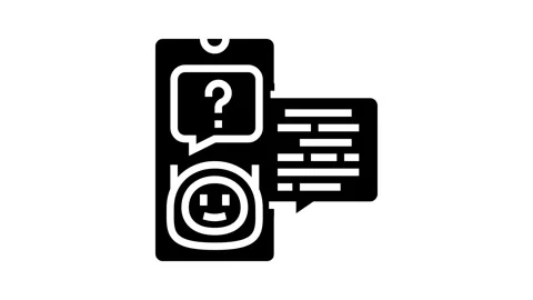 Support chat bot glyph icon animation Stock Footage 326158123