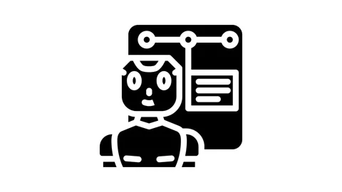 Support chat bot glyph icon animation Stockbeeldmateriaal 326745872