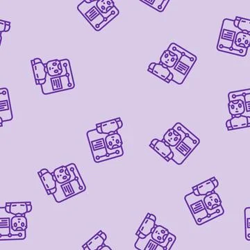 Support chat bot line vector seamless pattern Stock Illustration