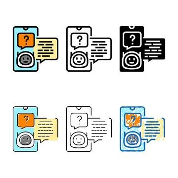 Support chat bot pack color icon vector Stock Illustration