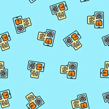 Support chat bot vector seamless pattern Stock Illustration