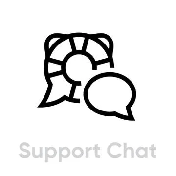 Support Chat flat icon. Editable Line Vector. Stock Illustration
