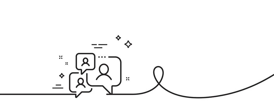 Support chat line icon. Comments sign. Speech bubble message. Continuous line Illustrazione stock