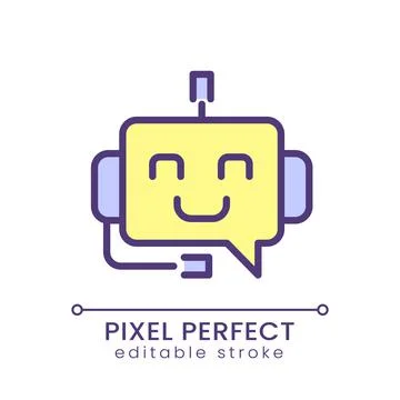 Support chatbot pixel perfect RGB color icon Stock Illustration