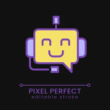 Support chatbot pixel perfect RGB color icon for dark theme Stock Illustration