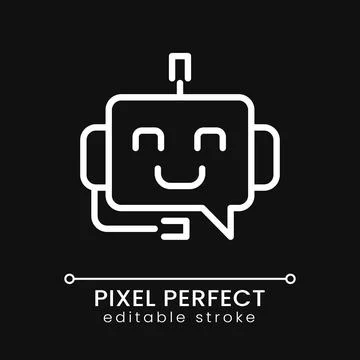 Support chatbot pixel perfect white linear icon for dark theme Illustrazione stock