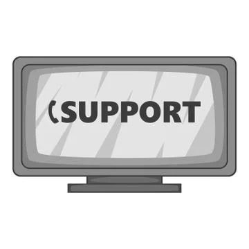 Support computer icon, gray monochrome style Stock Illustration