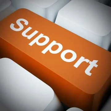 Support Computer Key In Blue Showing Help And Assistance Stock Illustration